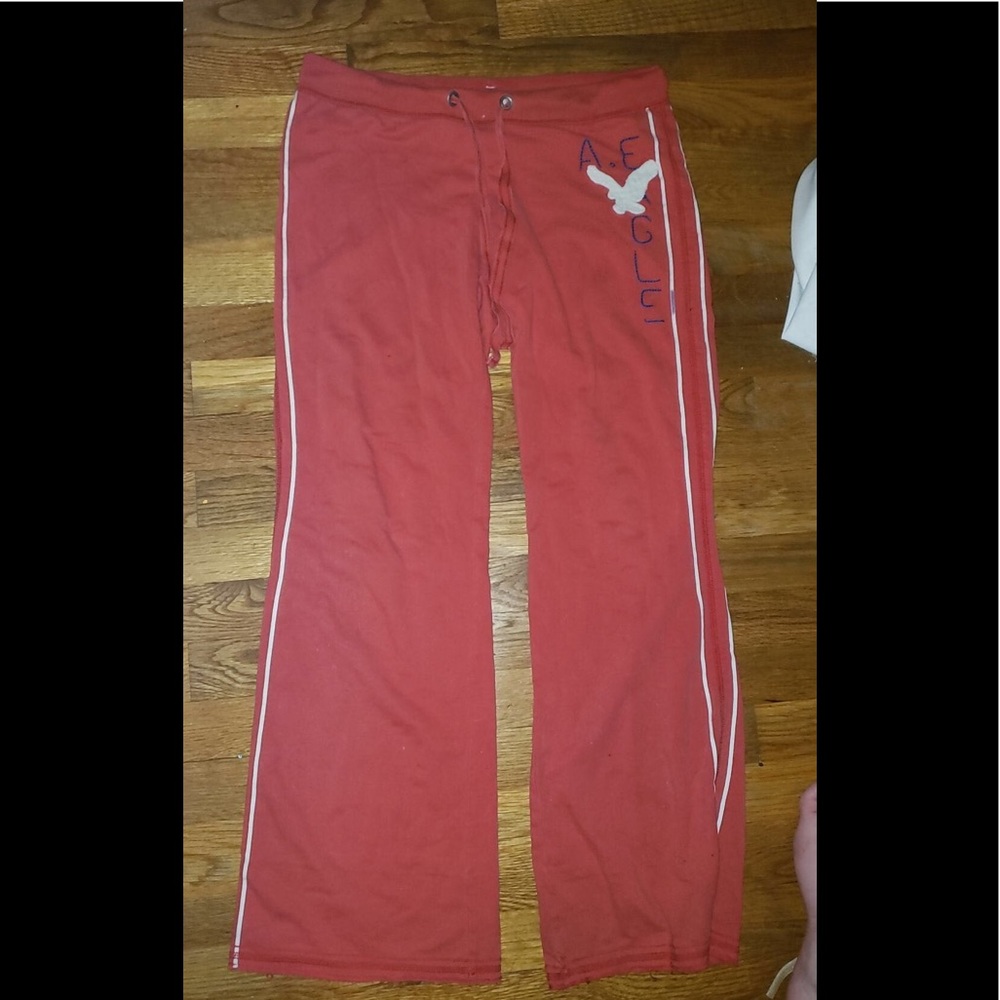 red sweatpants